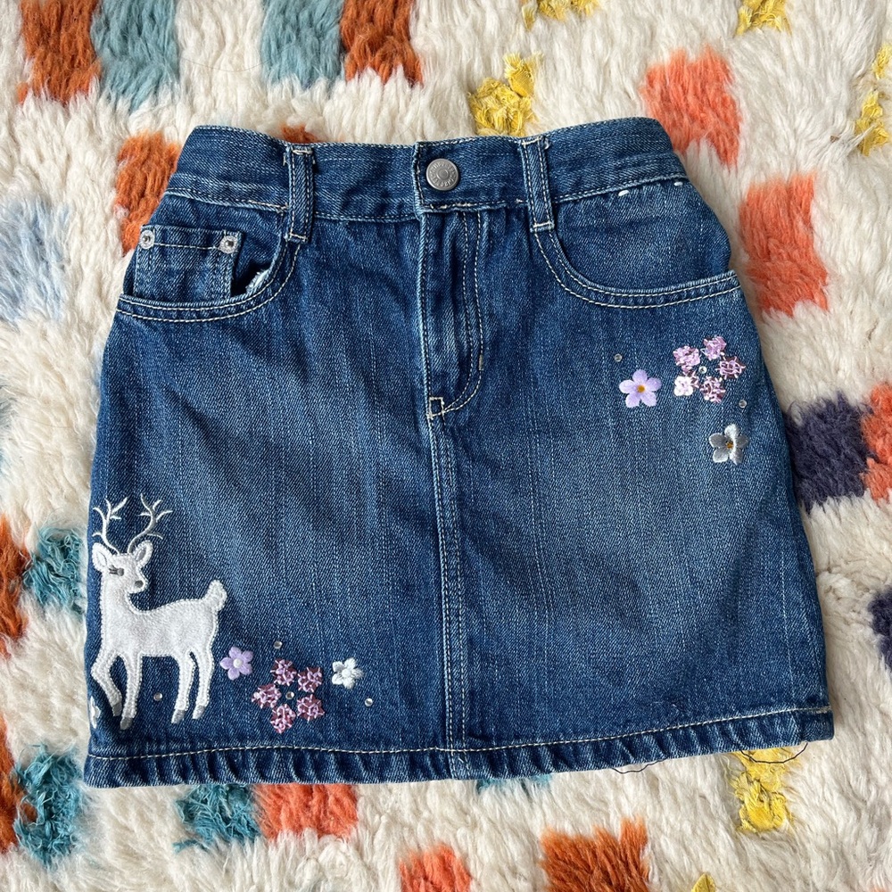 Gymboree Blue Denim Skirt with Embroidery